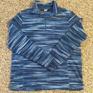 Women's Blue Striped Quarter-Zip Pullover
